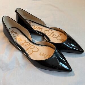 Sam Edelman Black, Shiny, Pointed Toed, Flats- 7
